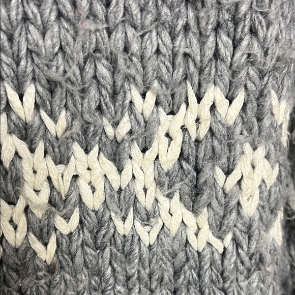 Alpaca Wool Gray Knit Sweater with White Pattern - Picture 8 of 8